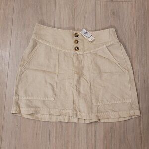 NWT AERIE | Linen Blend Button Skirt | Sz. M